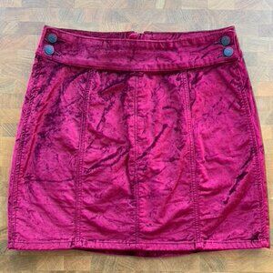 Free People Retro Velvet Mini Skirt - Red Wine 29